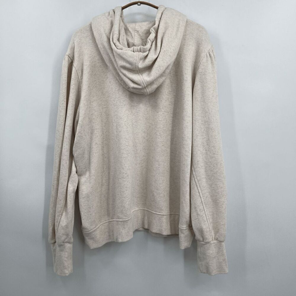 Daily Practice Beige Long Sleeve Puff Shoulder Full Zip Hoodie Jacket Medium - Picture 5 of 9